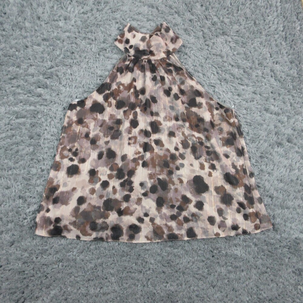 Nine Britton Blouse Shirt Womens Large Beige Animal Print Halter Lined NWT